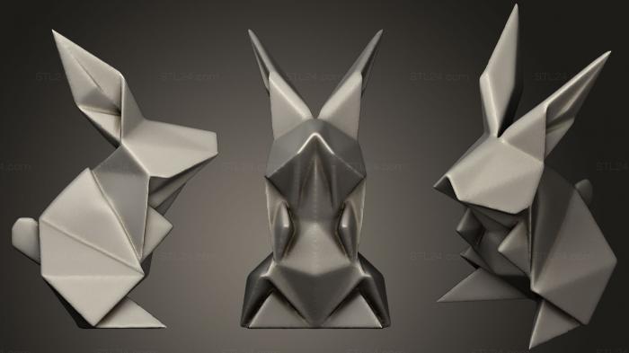 Статуэтки животных (Зайчик Оригами, STKJ_1224) 3D модель для ЧПУ станка
